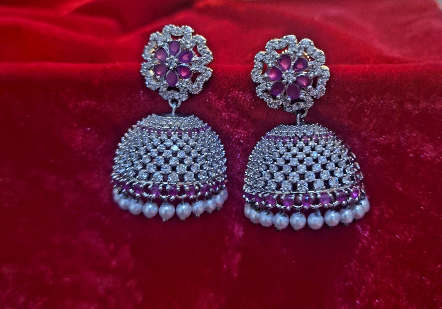 AD silver jhumka