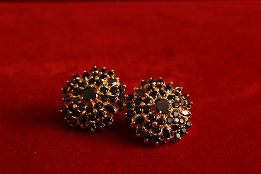 Black stone Pattern Jhumkas AD Diamond