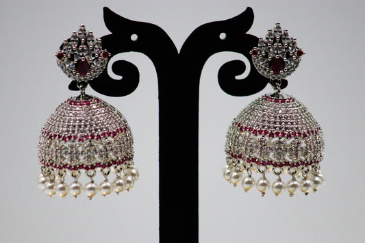 Silver Tarana Gleam Jhumkas