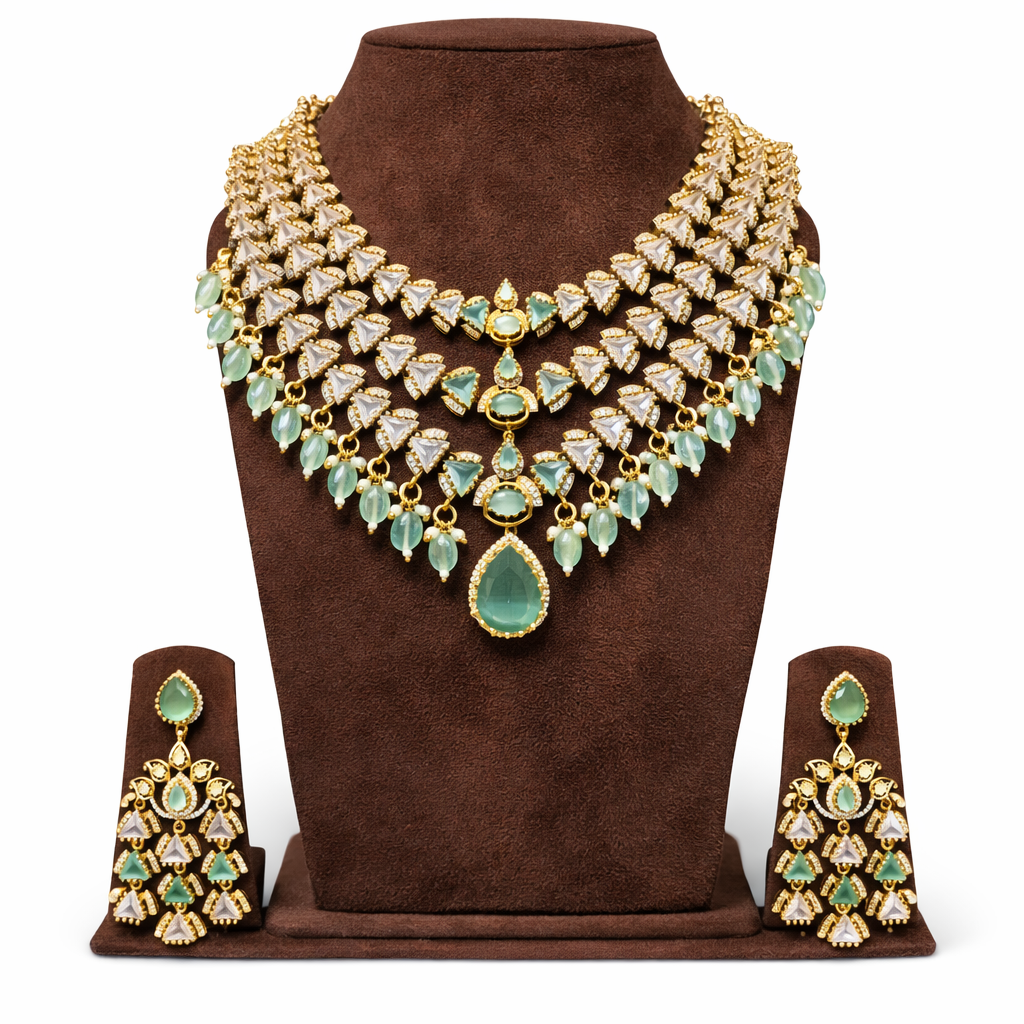 Mint Green Kundan set